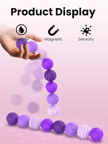 Magnetic Balls Fidget Toys for Adults&Teens,8Pcs Silicone Sensory Stress Relief Toys for Autism&ADHD, Quiet Executive Desk Fidget Magnetic Balls,Gift for Men&Women Gifts(Textured Balls · Purple) thumbnail 2