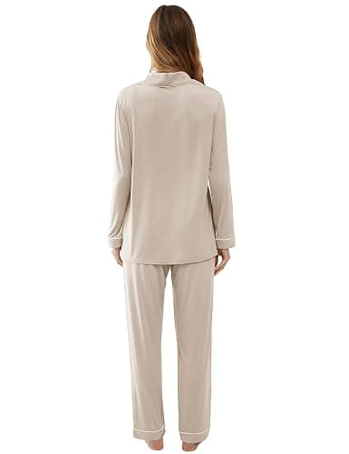 Cherrydew Women Bamboo Viscose Pajama Sets Super Soft Comfy Breathable Cooling Sleepwear Long Sleeve Button Down Loungewear thumbnail 5