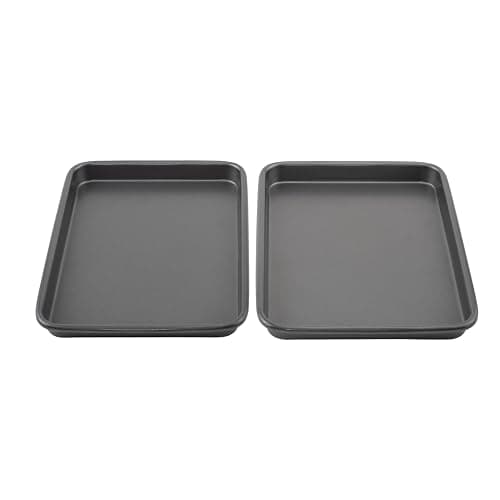 GoodCook Everyday Set of 2 Nonstick Steel 9" x 6.2" Toaster Oven Mini Baking Sheets, Gray - Image 1