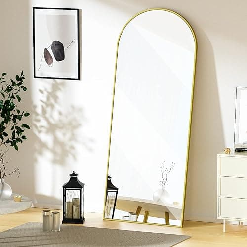 Koonmi Full Length Mirror, 64"x21" Arched Gold Mirror Full Length, Standing Hanging or Leaning Full Body Mirror with Aluminum Alloy Frame for Living Room and Bedroom thumbnail 7