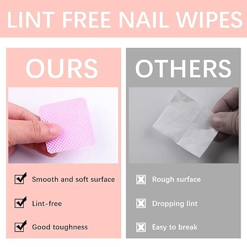1500Pcs Lint Free Nail Wipes, Pink No Lint Nail Wipes for Gel Nails Lint Free Polish Remover Wipe Eyelash Extensions Glue Nails Cleaning Pads Supplies thumbnail 5