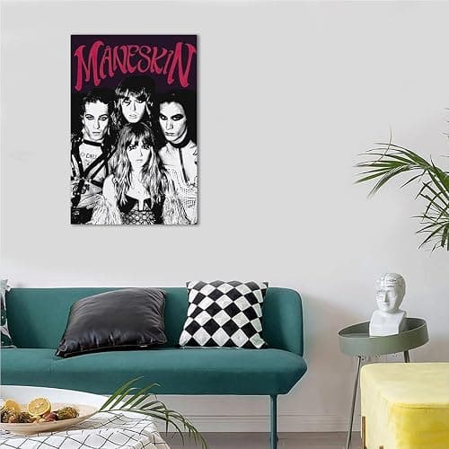 LaBdip Maneskin Rock Band Music Album Cover Canvas Wall Art Picture Print Modern Family Bedroom Decor Posters Unframed 16x24inch thumbnail 6