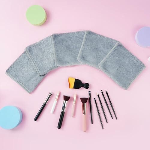 URAQT Reusable Microfibre Makeup Remover Face Cloths,5 Pack,Grey | Microfibre fabric, reusable and machine washable. Gentle on skin, efficiently dissolve cosmetics for daily facial cleansing thumbnail 7