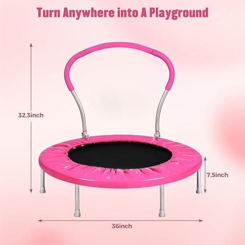 Lyromix 36-Inch Kids Trampoline with Handle - Indoor Mini Tranpoline for Toddlers, Small Fitness Rebounder for Indoor and Outdoor Use thumbnail 7
