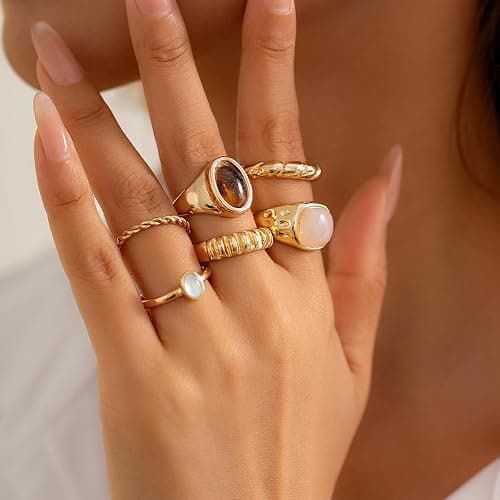 ONBRIG Chunky Rings for Women Adjustable Stackable Rings for Women Thick Ring Trendy Statement Ring Dainty Chunky Jewelry thumbnail 8