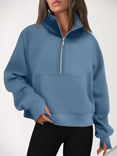 AUTOMET Womens Sweatshirts Half Zip Cropped Pullover Fleece Quarter Zipper Hoodies 2025 Fall Fashion Outfits Clothes thumbnail 6