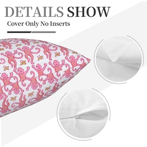 Dycica Pink Rabbit Monkeys Pillow Case Square Soft Pillowcase Throw Pillow Cover Home Decor for Living Room Sofa Car Cushion Cover 18''X 18'' thumbnail 5