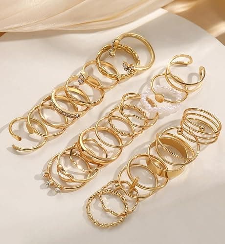iF YOU 25 Pcs Gold Knuckle Ring Set for Women, Chunky Stackable Finger Midi Rings, Silver Simple Stacking Cute Rings Pack Trendy Stuff Jewelry Gift thumbnail 8