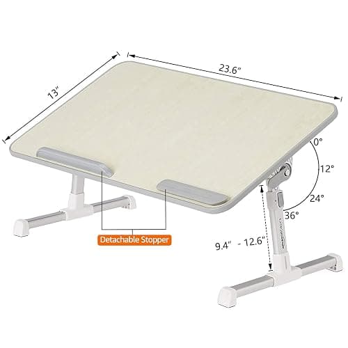 Amazon Basics Adjustable Tray Table Lap Desk Fits up to 17-Inch Laptop, Large, 13"x24", Cream thumbnail 4