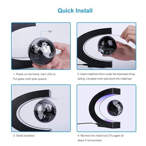 MOKOQI Magnetic Levitating Globe with LED Light, Cool Tech Gift for Men Father Boys and Girls , Birthday Gifts for Kids, Floating Globes World Desk Gadget Decor in Office Home/Display Frame Stand thumbnail 6