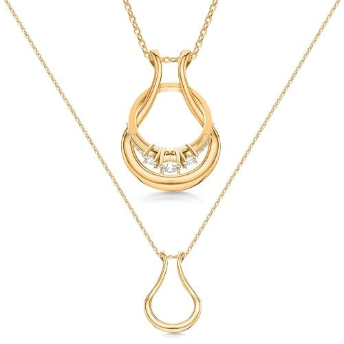Emily C Ring Holder Necklace - Stainless Steel Necklace with Gold Finish - Engagement Gift for Doctors & Nurses - Gold Jewelry for Mom or Grandmother - Image 1