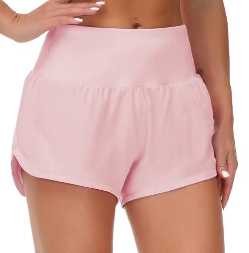 THE GYM PEOPLE Womens High Waisted Running Shorts Quick Dry Athletic Workout Shorts with Mesh Liner Zipper Pockets - Image 1