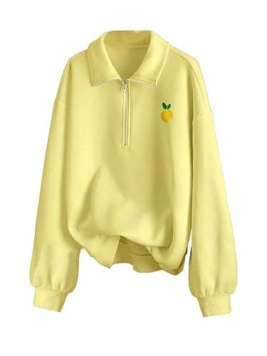 Verdusa Women's Fruit Print Collared Oversized Sweaters Half Zip Pullover Fall Knit Tops - Image 1