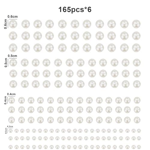 Lot de 660 perles autocollantes demi-rondes colorées et blanches à dos plat pour maquillage, maquillage, téléphone, loisirs créatifs, fabrication de cartes, scrapbooking (4 feuilles) thumbnail 2