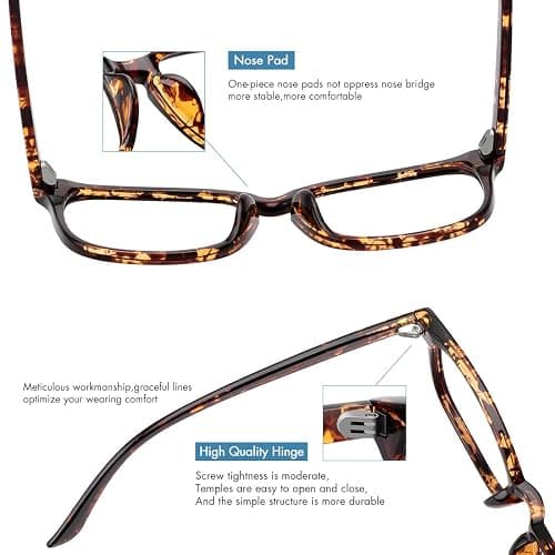 MEETSUN Blue Light Blocking Glasses, Anti Eye Strain Headache (Sleep Better),Computer Reading Glasses UV400 Transparent Lens (Black+Leopard+Tortoise, 53) thumbnail 3