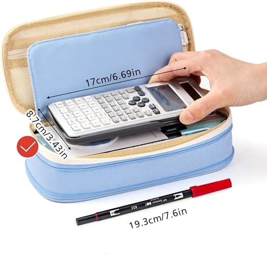 EASTHILL Big Capacity Pencil Pen Case Office College School Large Storage High Capacity Bag Pouch Holder Box Organizer Light Blue thumbnail 6