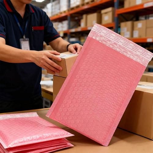 10 PCS Waterproof Self-Adhesive Bubble Bags - Foam Packaging Bags for Mailing, Compression Buffering & Safe Storage, Suitable for Home & Office Use (Pink-10pcs) thumbnail 2
