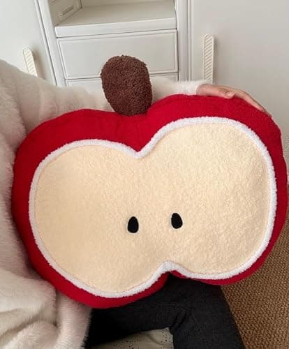 YISLEND Apple Shaped Throw Pillow, Cute Soft Fruit Decorative Sofa Cushion for Bed Couch, Hoom Decor Pillow Cushion for Chair Sofa Living Room (Red, 11.8") thumbnail 3