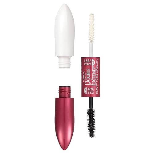 L'Oreal Paris Makeup Double Extend Tubing Mascara, Lengthening 2 Step Mascara, Smudgeproof, Black - Image 1