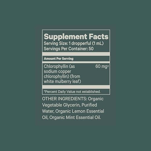 Juna Chlorophyll Liquid Drops, 3X Potency Concentration - Detox, Debloat, Cleanse, Internal Deodorant, Energy & Cellular Support Supplement - Fresh Minty Lemon Taste thumbnail 2