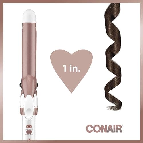 Conair CD701GNC Double Ceramic 1-Inch Curling Iron, produces classic long lasting curls – for short, medium, and long hair, High heat 375°F, Instant heat up, Anti-frizz control, Dual voltage Hair Curler thumbnail 4