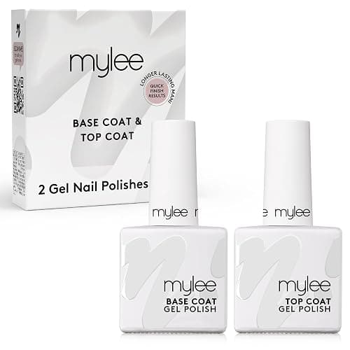 Mylee Nail Gel Polish Top & Base 2x10ml, UV/LED Soak-Off Nail Art Manicure | Pedicure for Salon & Home Use - Lasts up to 2 Weeks, Durable & Safe, Easy to Apply - Image 1