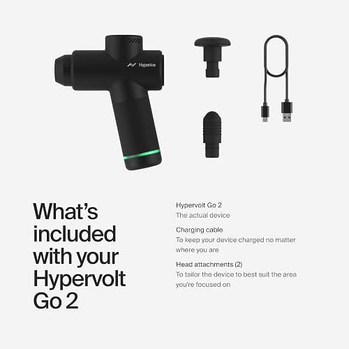 Hyperice Hypervolt Go 2 - Black - Featuring Quiet Glide Technology - Handheld Percussion Massage Gun - 3 Speeds, 2 Interchangeable Heads - Helps Relieve Sore Muscles and Stiffness - FSA-HSA Eligible thumbnail 7