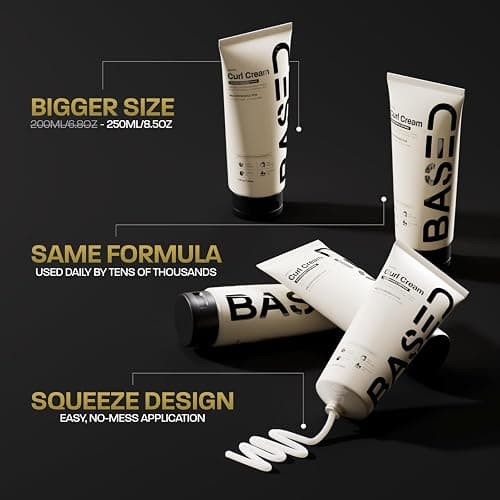 BASED Curl Cream, Defines Curls, Controls Frizz, Medium Hold, Hydrates & Nourishes with Agave, Silk Protein & Castor Oil, No Harmful Chemicals or Artificial Fragrance (8.5 Oz Pack of 1) thumbnail 3