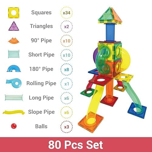 Desire Deluxe Marble Run Ball Magnetic Building Blocks Kids Montessori Toys – Construction Tiles for Boys & Girls 3–8-Year-Old – Great Birthday thumbnail 4