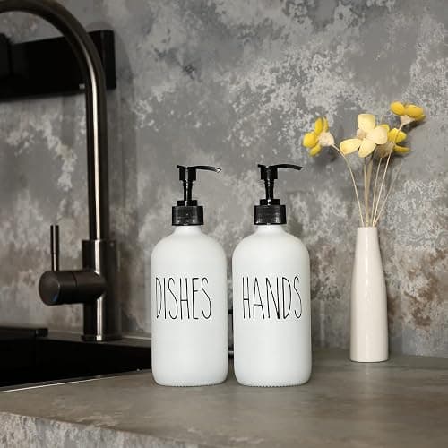 MOMEEMO Soap Dispenser Set 2 Pack, Contains Dish and Hand Soap Dispenser. (White) thumbnail 2