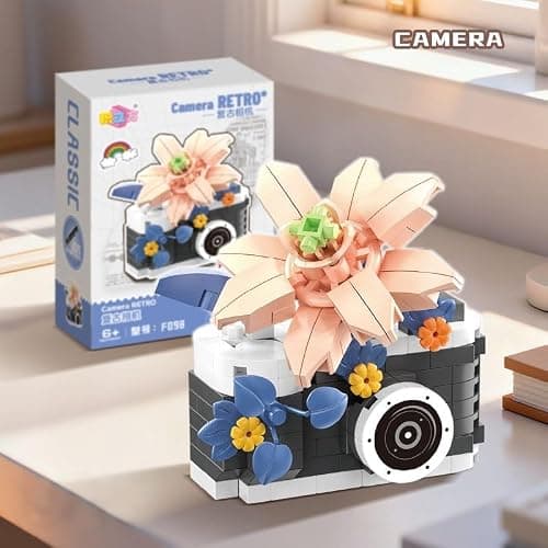 Gearblox Peony Mini Flower Cameras Micro Bricks Building Toy Set Collectible Cute Camera Miniature Toys Models Creative Gift for Decor Desktop Photographers thumbnail 5