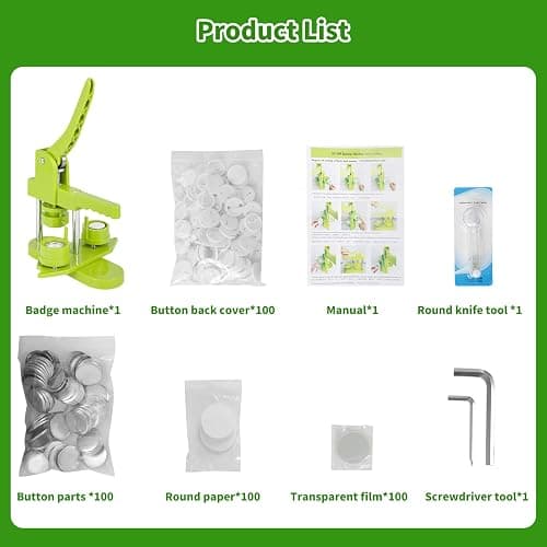 Button Machine 32 mm Button Maker Machine with 100 Button Pieces, Picture & Circle Cutter, Push Pull Press Badge for DIY Gifts, Pin Maker, Button Making thumbnail 7