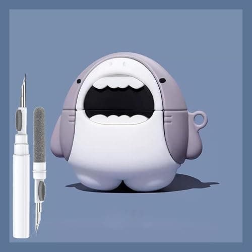 Cute Shark Case for Airpods 3rd Generation Cases 2021, Funny 3D Cartoon Kawaii Cool airpod 3 Case Cover with Cleaning Kit & Keychain for Apple Air pod 3 Gen for Boys Girls Kids Teen, Shark - Image 1