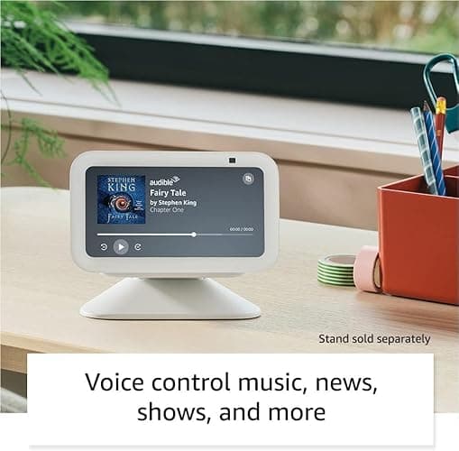Amazon Echo Show 5 (newest model), Smart display with 2x the bass and clearer sound, Glacier White thumbnail 4