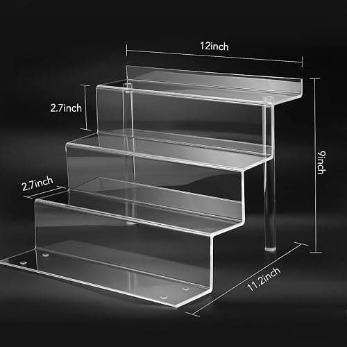 bigantss 12 Inch Acrylic Shelf for Perfume Organizer, 4 Tier Funko POP Shelves, Cologne Organizer Tiered Riser Display Stand, Acrylic Display for Decoration thumbnail 3