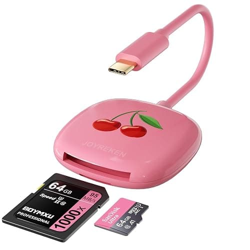 USB C SD Card Reader for iPad, 2-in-1 Memory Card Reader USB C Adapter, Compact Design, Compatible with iPad Pro, MacBook, Samsung Galaxy S20-S24, and Other Type-C Devices (8cm,Pink) - Image 1