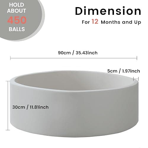 Zedachica Ball Pit for Toddlers 35.43''x11.81 Baby Ball Pits Soft Memory Foam Ball Pit Round Kids Ball Pit Indoor Game Kids Play Ball Pool Ideal Gift for Girls and Boys (Grey, NO Balls) thumbnail 2