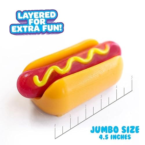 MushMeez Taba Squishy - Hotdog (Jumbo) Large, 5" Super Soft & Sticky Layered TABA Squishies - Squish, Squeeze, Great for Stress Relief - Sensory / Fidget Play Food Squishy Toys for Kids and Adults thumbnail 5