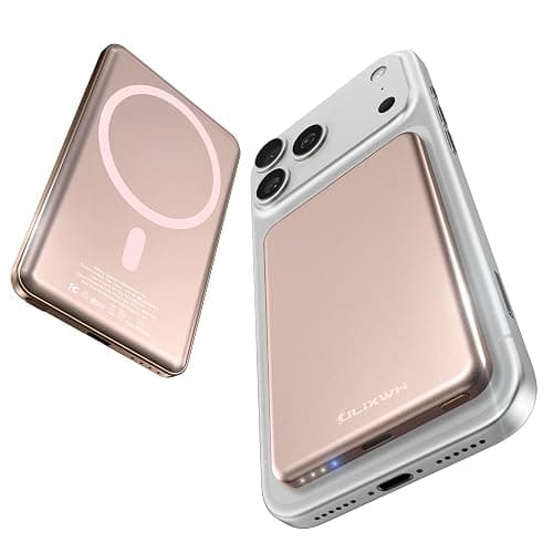 [0.3" Ultra Slim] [Alloy-Made] ULiXWH for Magsafe Portable Charger for iPhone, 2026 Upgrade 5000mAh Fast Charging Magnetic Power Bank, Wireless Battery Pack for iPhone 17 Air 16 15 Pro Max 14 13, Pink - Image 1