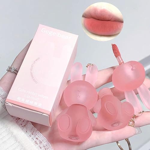 6 Colors Velvet Matte Liquid Lipstick set, Cute Rabbit Lip Glaze 2 in 1 Key Chain Lip Gloss Lip Stain, Waterproof Non-Stick Cup Long Lasting Lip Clay Cute Lip Makeup for Girls thumbnail 6