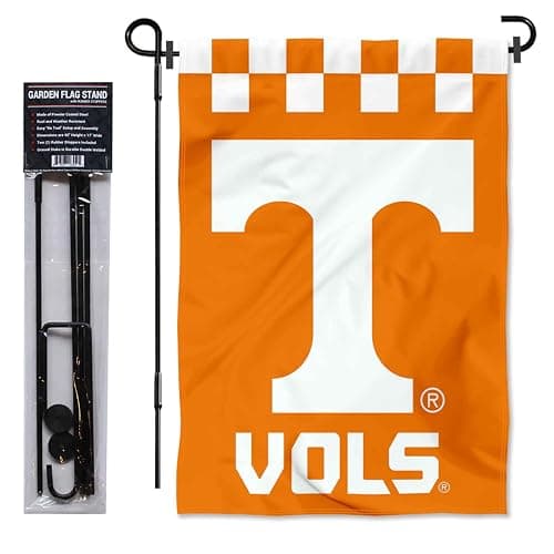 Tennessee Volunteers Checkerboard Garden Flag with Stand Holder thumbnail 3