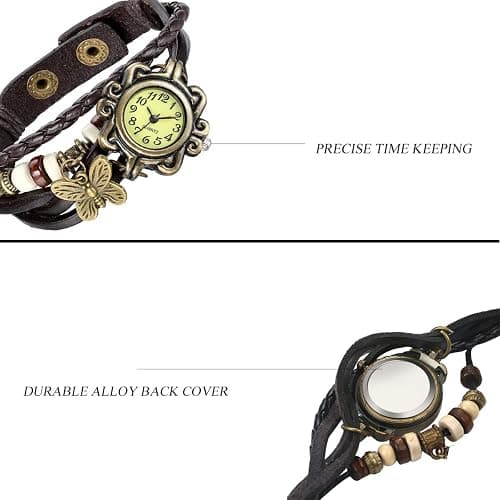 JewelryWe Women Quartz Bracelet Watch Fashion Weave Wrap Around Leather Wrist Watch Classic Bracelet Watch for Summer Beach thumbnail 3