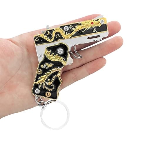 Mini Golden Dragon Rubber Band toy Metal folding keychain Rubber band toy Novel and funny Creative Outdoor party gift (Black Golden Dragon) thumbnail 4