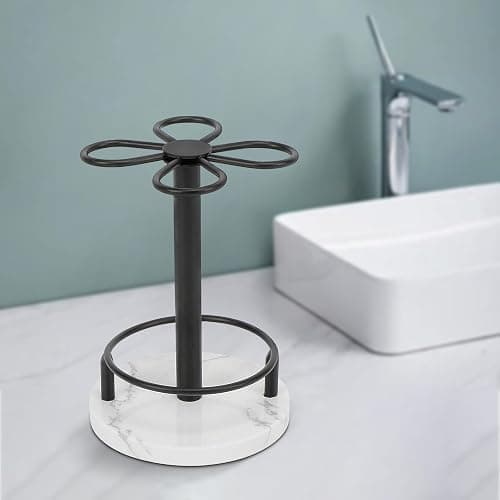 HarJue Toothbrush Holder Stand for Bathroom, Metal Toothbrush Organizer with Marble Base, Toothbrush Storage Collection for Family, Suitable for Home Hotel Countertop Vanity (Small, Matte Black) thumbnail 8