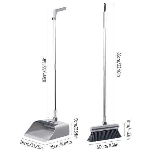 3-in-1 Broom and Dustpan Set with Cleaning Teeth, 38" Stainless Steel Long Handle,Standing Storage, Indoor Sweeping Combo for for Home & Kitchen, Brooms with Dustpan Combo Set, White thumbnail 2