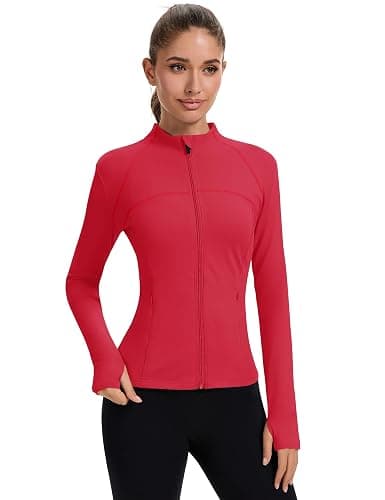 Rapbin Women's Full Zip Workout jackets Runing Slim Fit Athletic Tops With Thumb Holes thumbnail 2