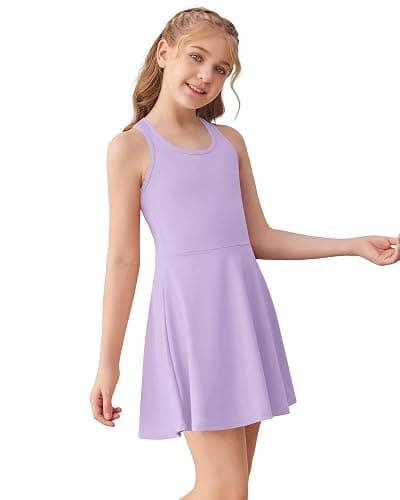 Haloumoning Girls Sleeveless Tennis Dress Kids Racerback Golf Dress School Sports Dresses Outfit with Shorts Pockets thumbnail 3