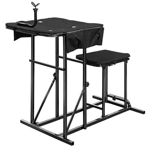 IRONMAX Foldable Shooting Bench, Height Adjustable Shooting Table with Padded Seat, Gun Rest & Gear Pockets, Portable Shooting Bench for Rifles, Outdoor Range and Hunting - Image 1
