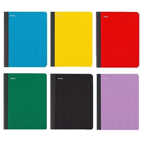 Five Star Composition Book + Study App, 4 Pack, Wide Ruled Paper, 7-1/2" x 9-3/4", 80 Sheets, Forest Green, Tidewater Blue, Fire Red and Harvest Yellow (950033B-ECM) thumbnail 4