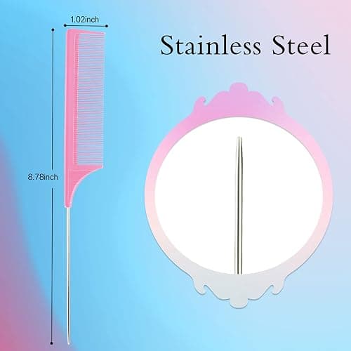 Geiserailie 3 Pcs Slick Back Hair Brush Set Bristle Brush Edge Control Teasing Comb for Women Black Hair(Light Pink) thumbnail 3